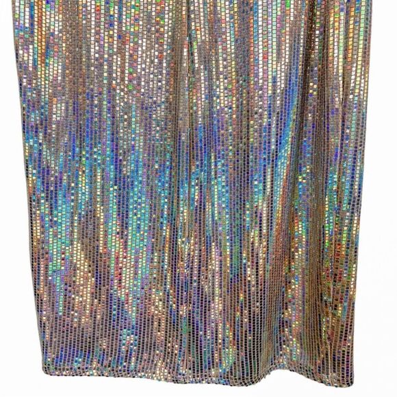 NWT SHO BY TADASHI SHOJI Blush Metallic Halter Midi Dress Iridescent Sequin Sz.S - Picture 9 of 9